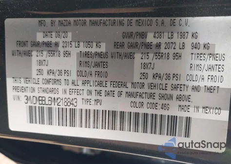 2021 Mazda Cx-30 Select из США, поврежденный, VIN 3MVDMBBL6MM218843